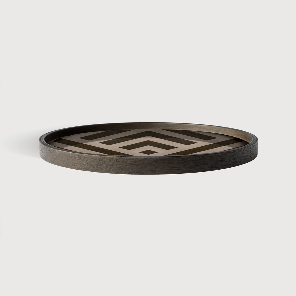 Graphite Chevron mini driftwood tray-wooden rim-RO/L