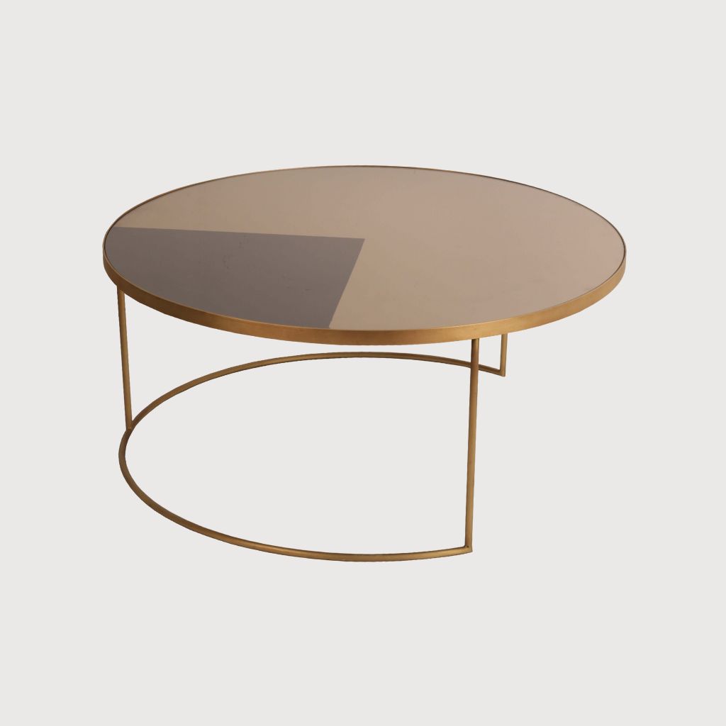 Geometric bronze round coffee table